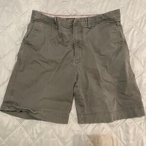 HATHAWAY Baggy Khaki Jean Shorts Long 34 Waist Cotton Tencel Brown Dad Button